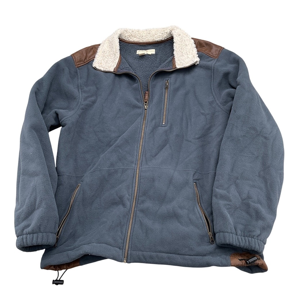 Territory‎ Ahead Jacket Mens Large Gray Faux Leather Fleece Sherpa Zip Gorpcore